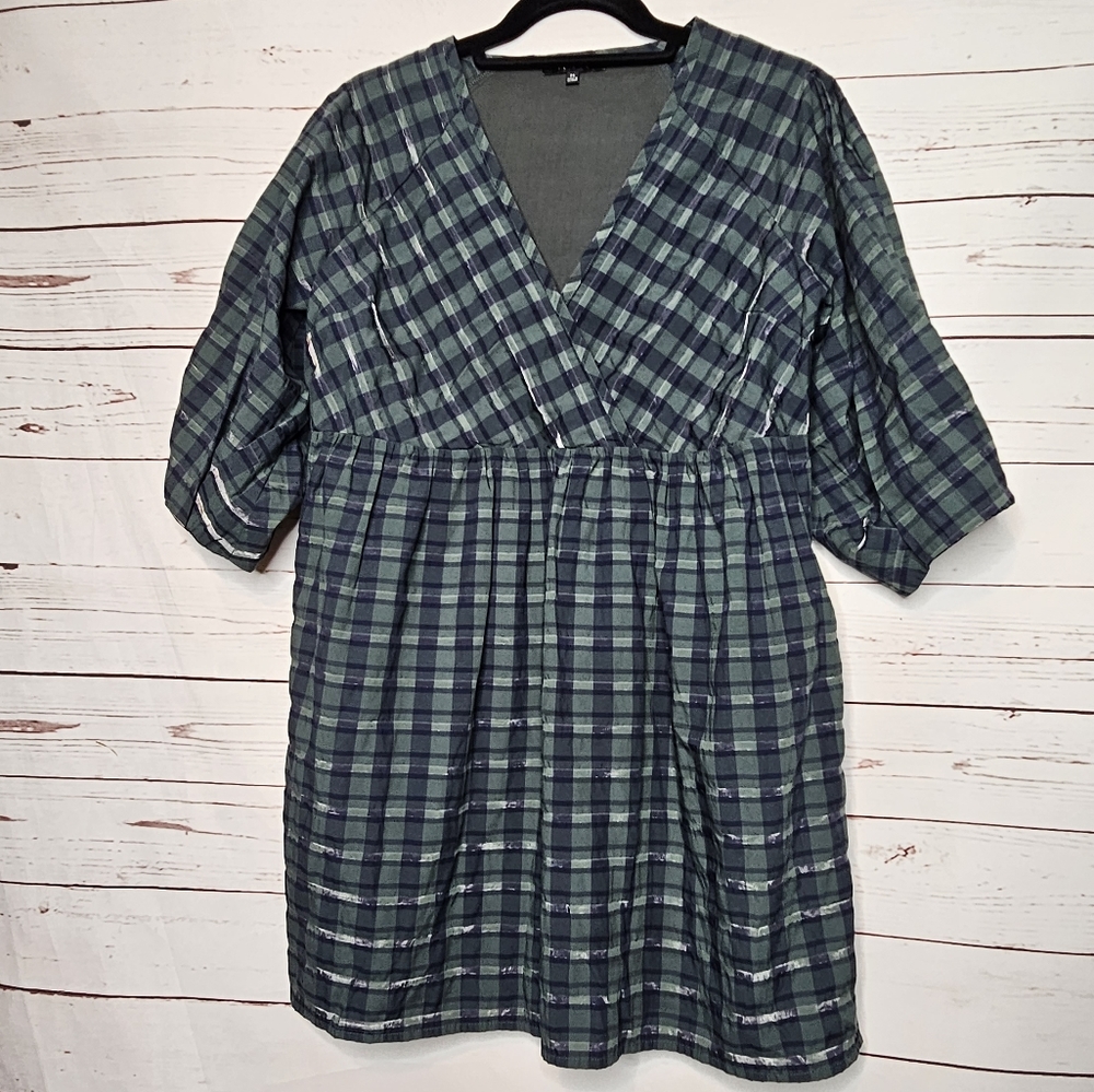 Madewell Marianna Puff-Sleeve Plaid Mini Dress